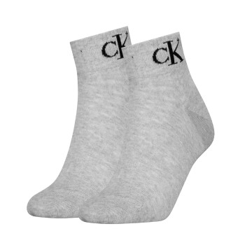 Calvin Klein Legwear Calvin Klein Strømper 2P Women Monogram Quarter Socks Grå Str 39/42 Dame