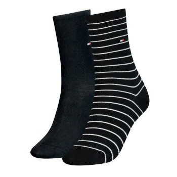 Tommy Hilfiger Legwear Tommy Hilfiger Strømper 2P Classic Small Stripe Socks Sort Str 39/42 Dame