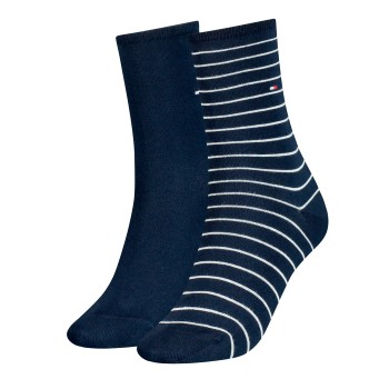 Tommy Hilfiger Legwear Tommy Hilfiger Strømper 2P Classic Small Stripe Socks Mørkblå Str 39/42 Dame