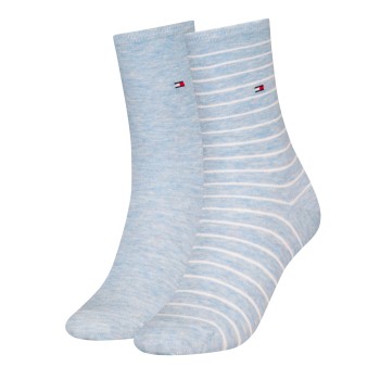 Tommy Hilfiger Legwear Tommy Hilfiger Strømper 2P Classic Small Stripe Socks Lyseblå Str 35/38 Dame