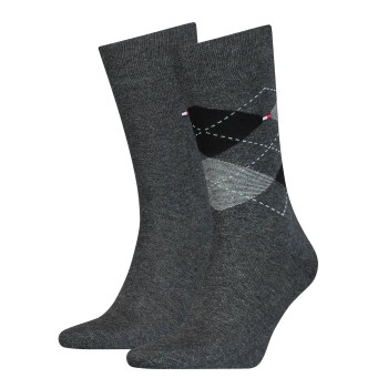 Tommy Hilfiger Legwear Tommy Hilfiger Strømper 2P Men Sock Check Mørkgrå  Str 47/49 Herre