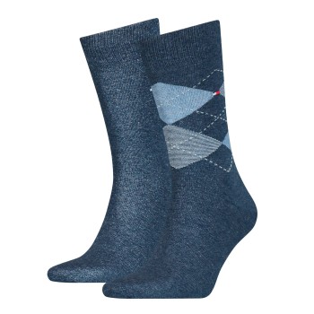 Tommy Hilfiger Legwear Tommy Hilfiger Strømper 2P Men Sock Check Jeansblå Str 47/49 Herre