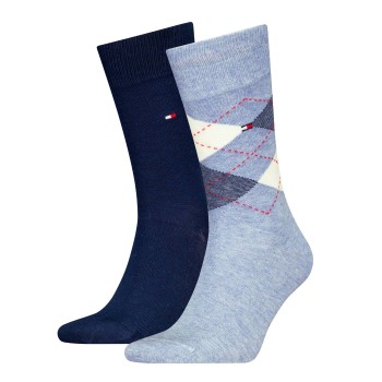 Tommy Hilfiger Legwear Tommy Hilfiger Strømper 2P Men Sock Check Blå/Lyseblå Str 47/49 Herre