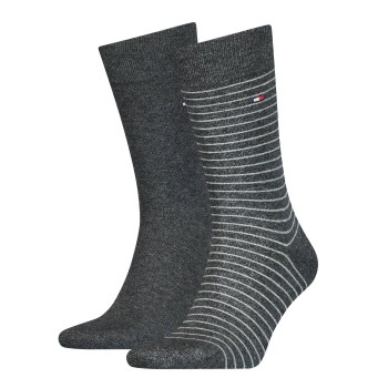 Tommy Hilfiger Legwear Tommy Hilfiger Strømper 2P Men Sock Stripe Mørkgrå  Str 43/46 Herre