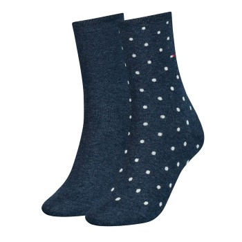 Tommy Hilfiger Legwear Tommy Hilfiger Strømper 2P Women Dot Sock Jeansblå Str 35/38 Dame