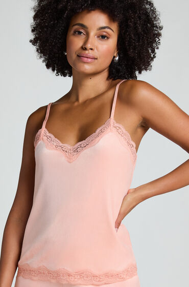 Hunkemöller Cami top Velours Lace pink