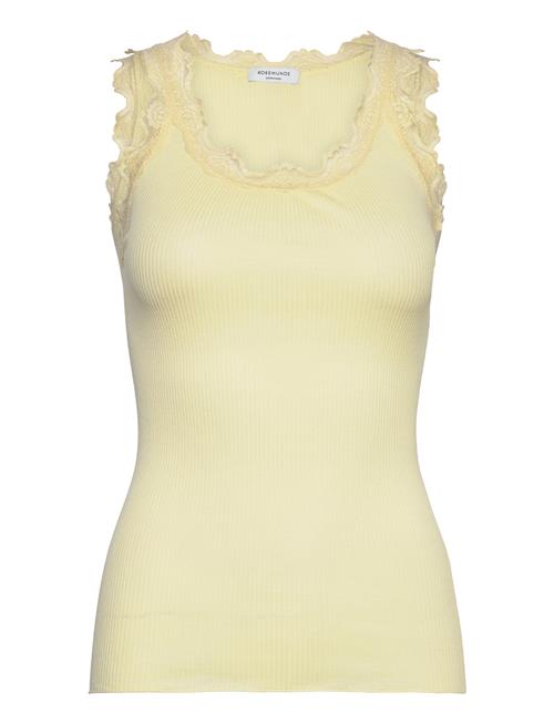 Rwbabette Silk Sl U-Neck Lace Top Rosemunde Yellow