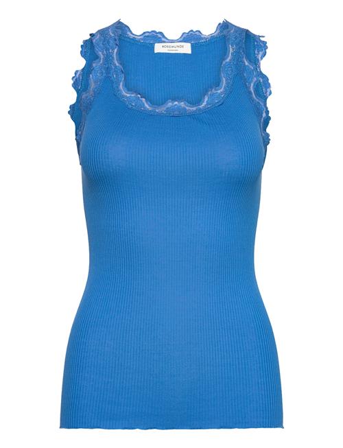 Rwbabette Silk Sl U-Neck Lace Top Rosemunde Blue