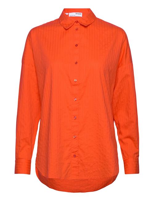 Slfemma-Sanni Ls Shirt Selected Femme Orange