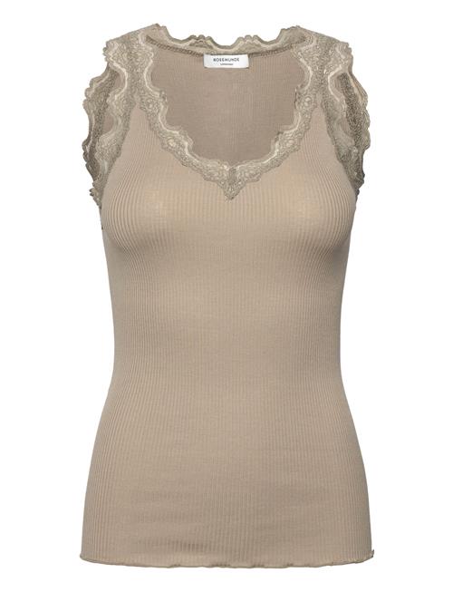 Rwbeatha Sl V-Neck Lace Top Rosemunde Khaki