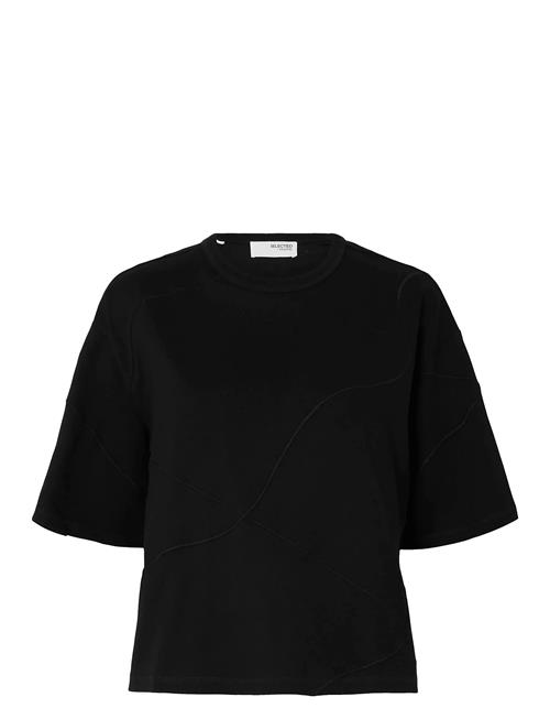 Se Slfpenny Ss Embroidered Tee Selected Black ved Booztlet