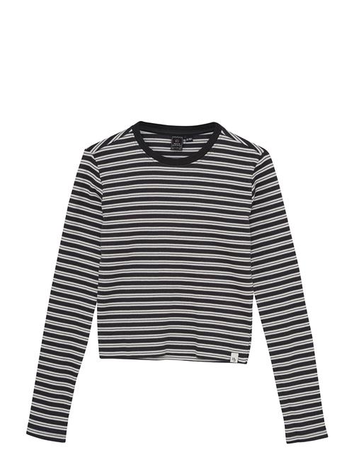 T-Shirt Ls Cropped Striped Indian Blue Jeans Black