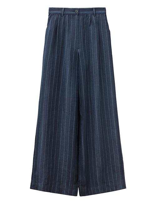 Dreamy Pants Linen Denim Stripe A Part Of The Art Navy