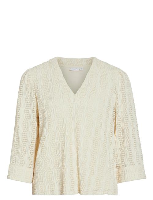 Se Vilumena V-Neck 3/4 Top Vila Beige ved Booztlet