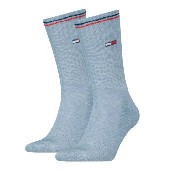 Tommy Hilfiger Legwear Tommy Uni TJ Iconic Crew Socks Strømper 2P Lyseblå Str 43/46