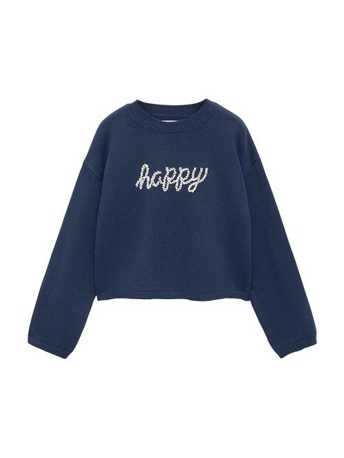 MANGO KIDS Pullover 'HAPPY'  navy / hvid