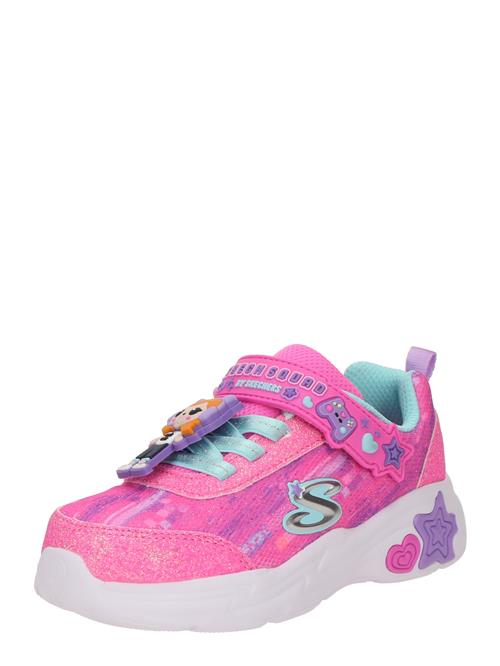 Se SKECHERS Sneakers 'SNUGGLE SNEAKS - SKECH SQUAD'  turkis / mørkelilla / lys pink / hvid ved About You