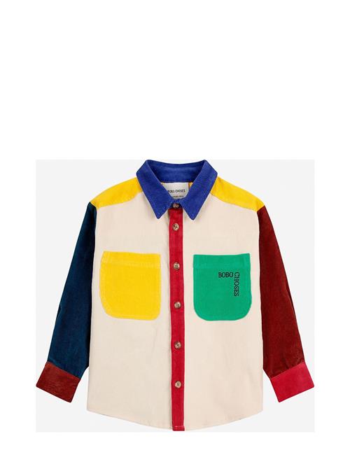 Bobo Square Embroidery Color Block Corduroy Shirt Bobo Choses Patterned