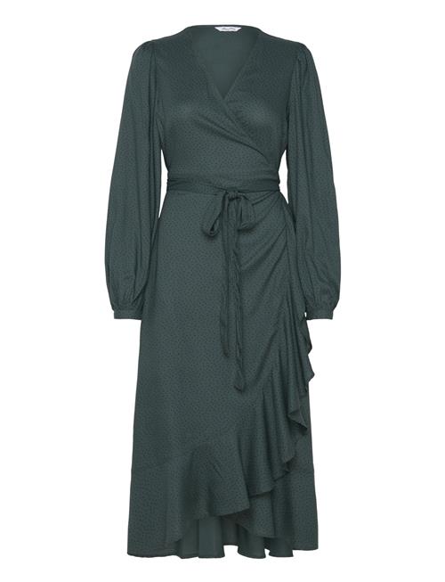 Dora Puff Sleeve Viscose Wrap Dress Bubbleroom Green