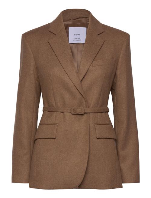 Wool-Blend Suit Jacket Mango Brown