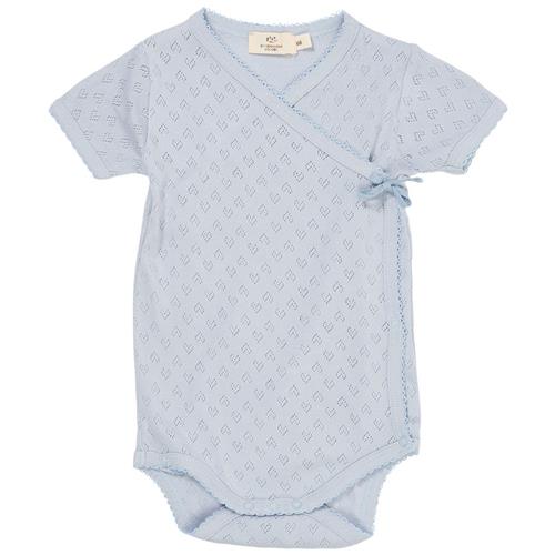 Copenhagen Colors GOTS Heart Pointelle Kortærmet Baby Body Dusty Blue | Blå | 56 cm