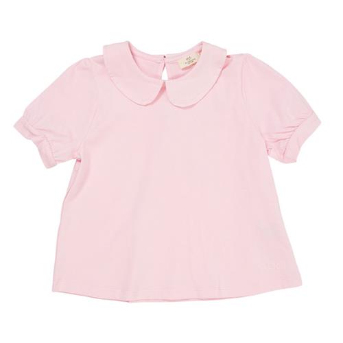Copenhagen Colors Solid Kortærmet Bluse Med Krave Ballerina 110 cm  Lyserød  110 cm  kvinde