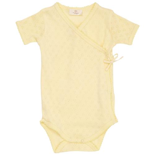 Copenhagen Colors GOTS Heart Pointelle Kortærmet Baby Body Pale Yellow | Gul | 68 cm