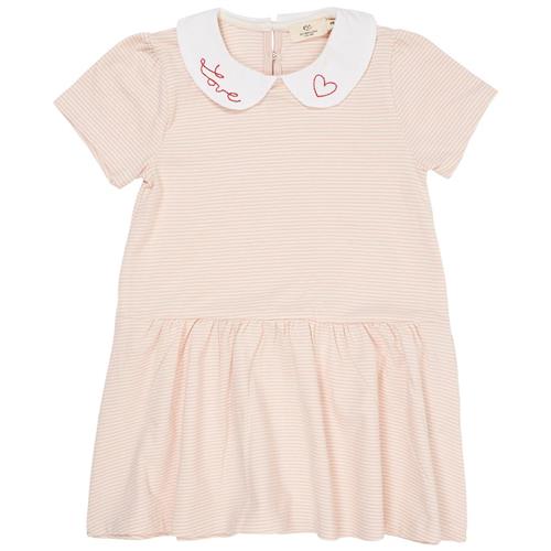 Copenhagen Colors Stribet Poplin-kjole Med Krave Dusty Rose Cream Stripe 98 cm  Lyserød  98 cm  kvinde
