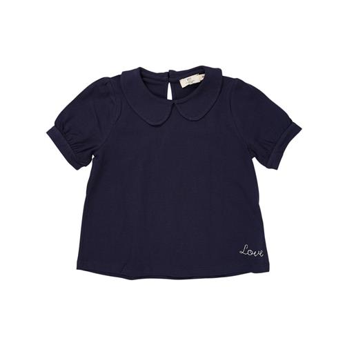 Copenhagen Colors Solid Kortærmet Bluse Med Krave Navy | Blå | 98 cm