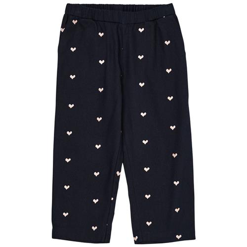 Copenhagen Colors GOTS Heart Twill-bukser Navy Soft Pink Hearts 128 cm  Blå  128 cm  kvinde