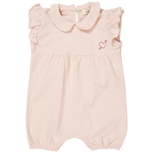 Copenhagen Colors Stribet Romper Dusty Rose Cream Stripe 68 cm  Lyserød  68 cm  kvinde