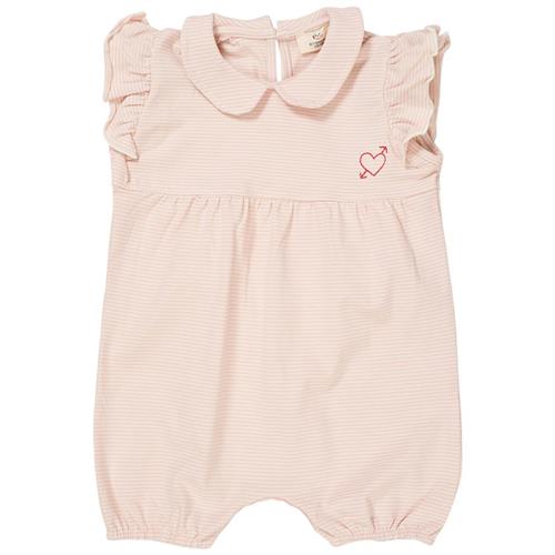 Copenhagen Colors Stribet Romper Dusty Rose Cream Stripe | Lyserød | 68 cm