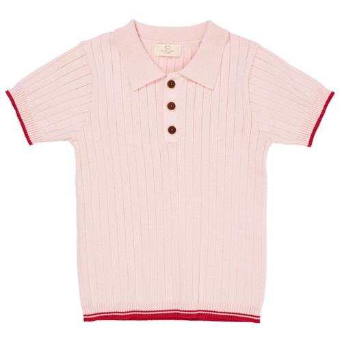 Copenhagen Colors GOTS Ribstrikket Poloshirt Ballerina Berry 92 cm  Lyserød  92 cm  kvinde