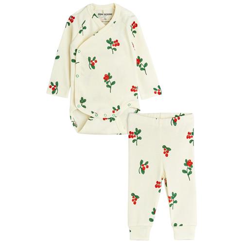 Mini Rodini Lingonberries Aop Tøjsæt Til Nyfødte Offwhite 68 cm  Creme  68 cm  Unisex