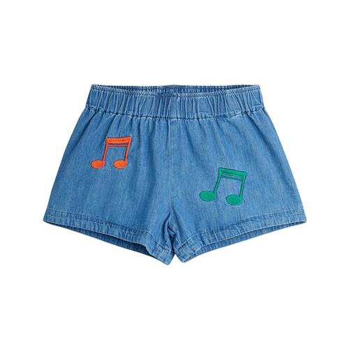 Mini Rodini Note Emb Lightweight Denim Shorts Denim Shorts Blue | Blå | 128/134 cm