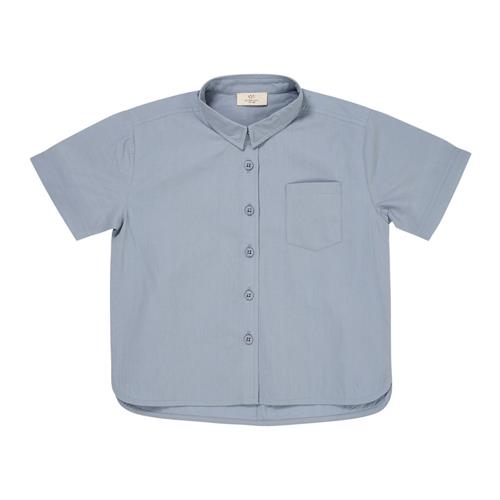 Copenhagen Colors Kortærmet Poplin-skjorte Dusty Blue 80 cm  Blå  80 cm  mand