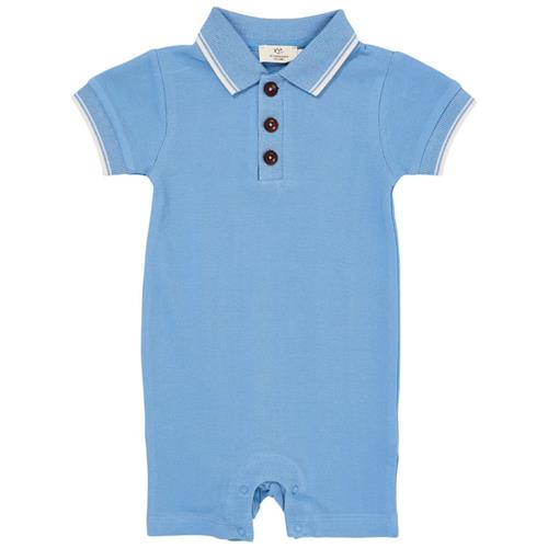 Copenhagen Colors Pique Polo Romper Sky Blue 74 cm  Blå  74 cm  mand