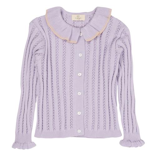 Copenhagen Colors Pointelle-strikket Cardigan Med Krave Lavender 92 cm  Lilla  92 cm  kvinde