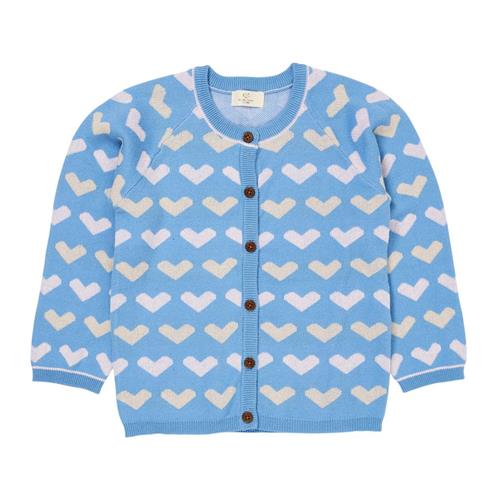 Copenhagen Colors Heart Strikket Cardigan Sky Blue 110 cm  Blå  110 cm  kvinde