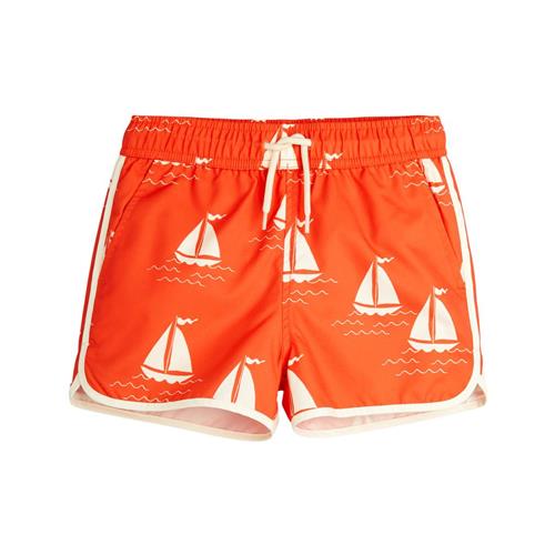 Mini Rodini Sailing Boats Aop Badeshorts Red 92/98 cm  Rød  92/98 cm  Unisex