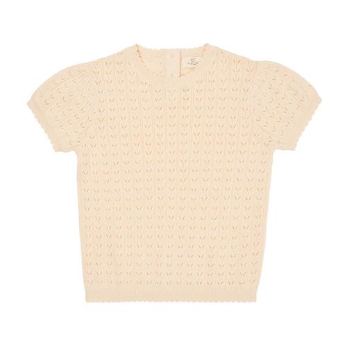 Copenhagen Colors Strikket Pointelle-bluse Cream 92 cm  Beige  92 cm  kvinde