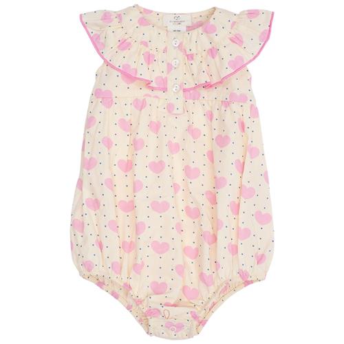 Copenhagen Colors Heart & Dots Romper Med Flæse Heart Aop 92 cm  Lyserød  92 cm  kvinde