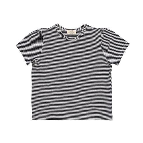 Copenhagen Colors Stribet T-shirt Med Flæseærmer Navy Cream Stripe 92 cm  Blå  92 cm  mand