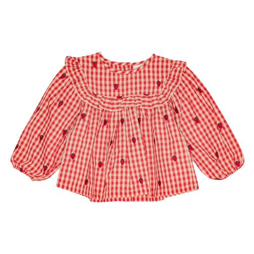 Se Flöss Molly Bluse Berry Gingham 92 cm  Rød  92 cm  kvinde ved Babyshop