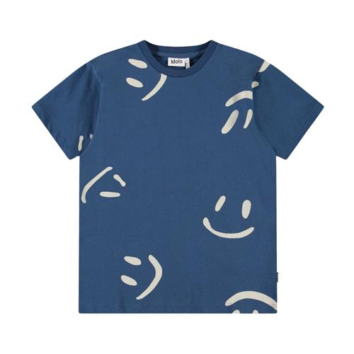 Molo Riley Short Sleeve T-Shirt Big Smiles Blue 164 cm  Blå  164 cm  mand