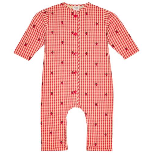 Se Flöss Molly Onesie Berry Gingham 56 cm  Rød  56 cm  kvinde ved Babyshop