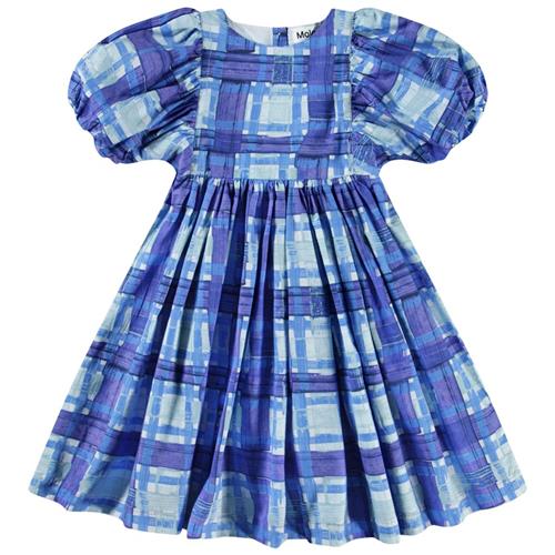 Molo Calyita Short-Sleeved Dress Blue Checks 122/128 cm  Blå  122/128 cm  kvinde