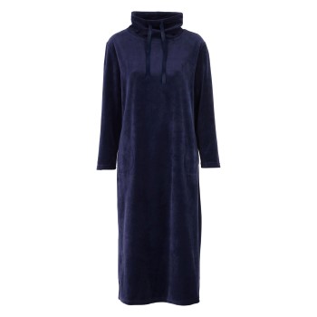 Damella Velour Cosy Dress Marineblå Small Dame