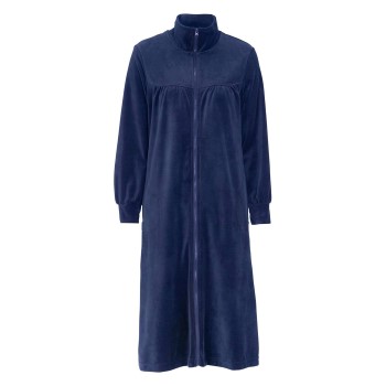 Damella Velour Plain Robe Marineblå Large Dame