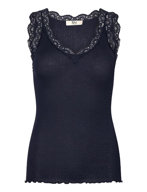 Rmwbalta Modal Sl Lace V-Neck Top RM By Rosemunde Navy